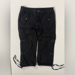 Harley Davidson Black Cargo Y2k 2000s Logo Biker Grunge Capri Pants Women 2